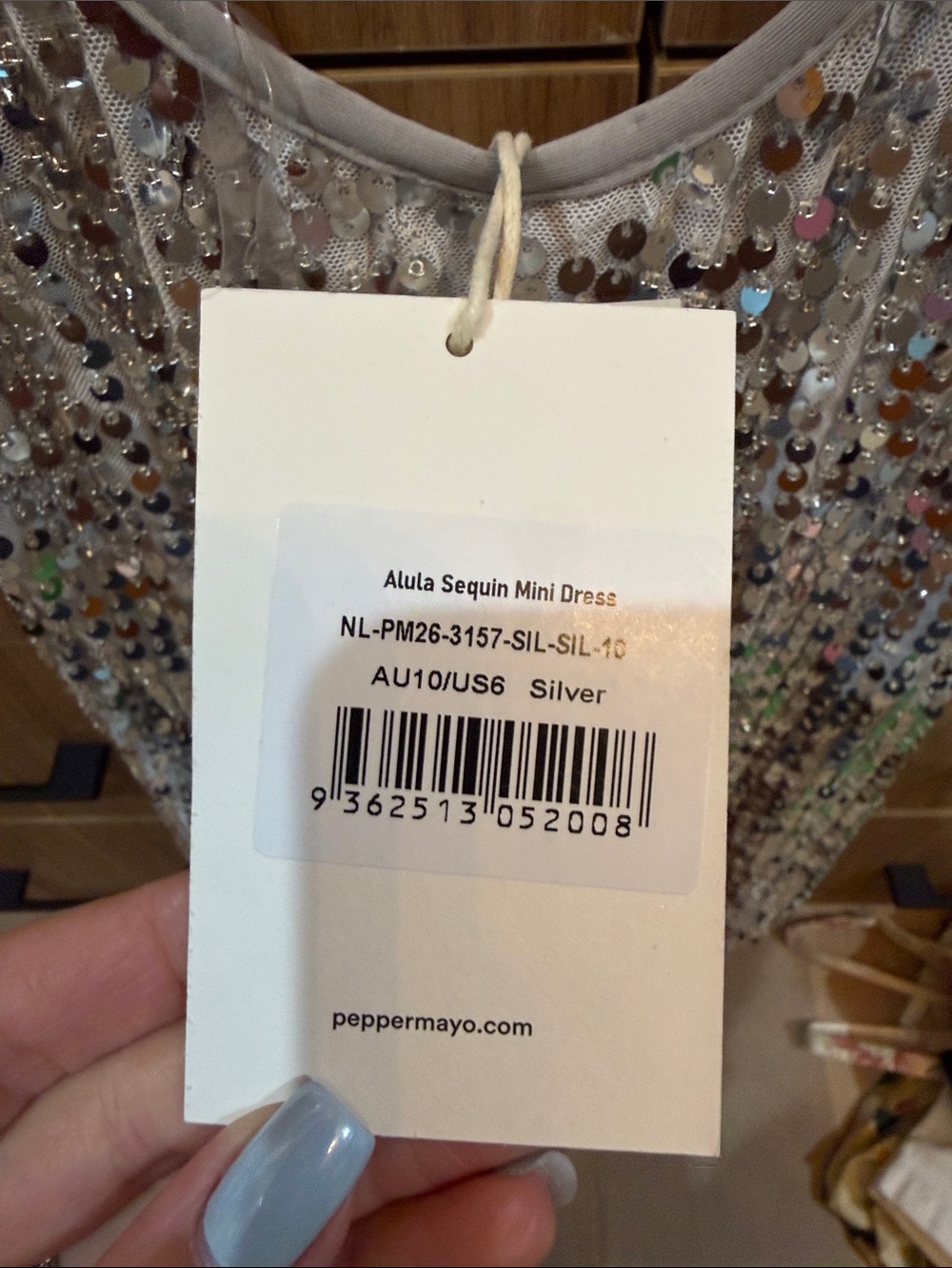 Peppermayo Iridescent Sequin Tank Dress in Silver - 6/M - Picture 4 of 4